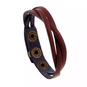 Brown leather bracelet for women and men - NEW
